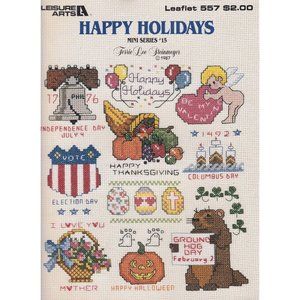 Vintage Cross Stitch Patterns, Happy Holidays Mini Series #15 by Terrie Lee
